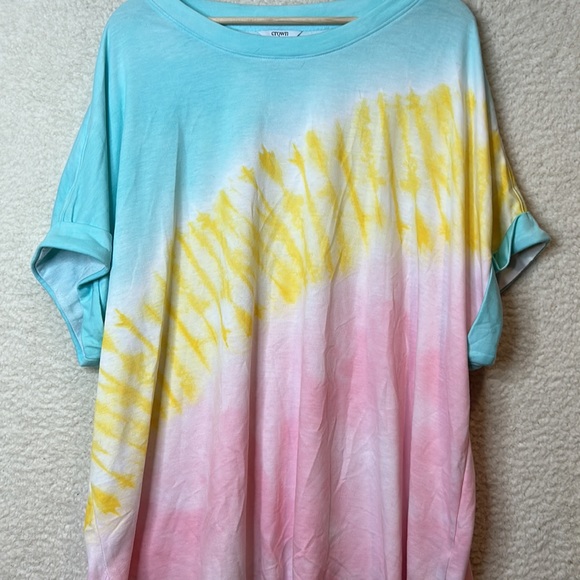Crown & Ivy Womens tie-dye stretch tunic length top blouse oversized 3X PLUS - Picture 3 of 9